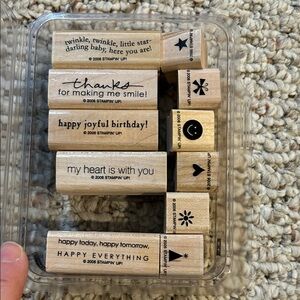 Stampin' Up! Wood-Mounted Small Sayings Stamp Set - Natural Wood,